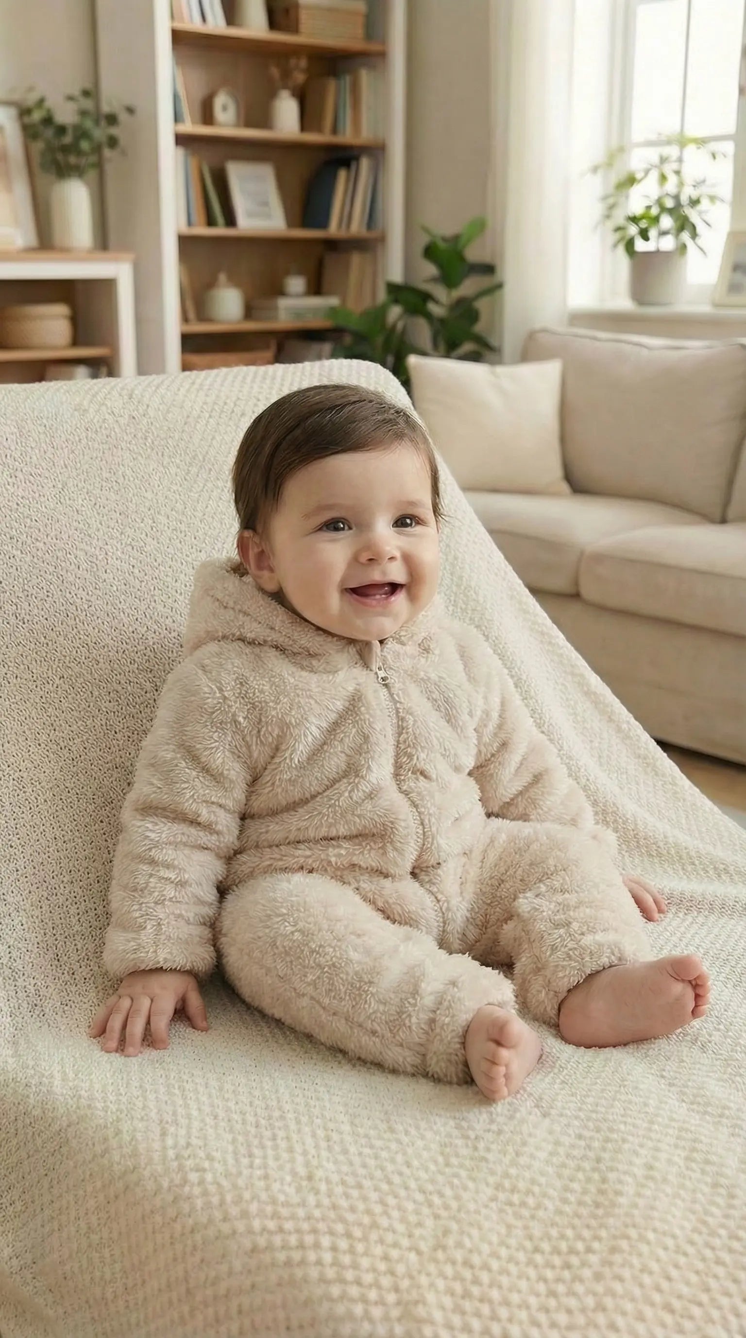 Élanoora Zipped Teddy - Hooded Baby Romper (Unisex)