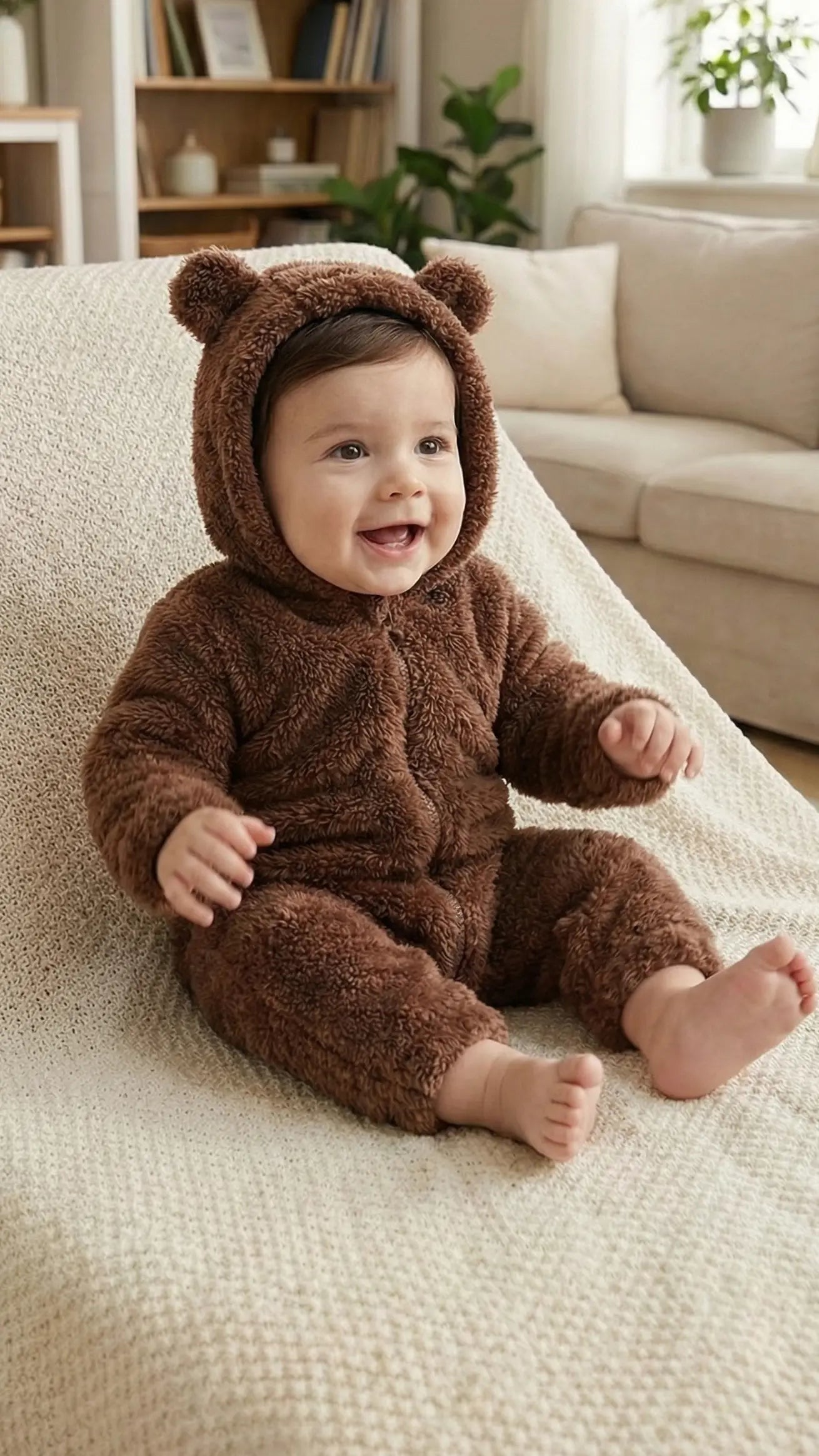 Élanoora Zipped Teddy - Hooded Baby Romper (Unisex)