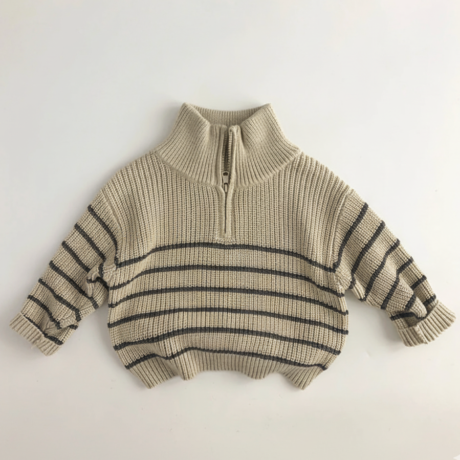 Élanoora Classic Striped Half-Zip Sweater