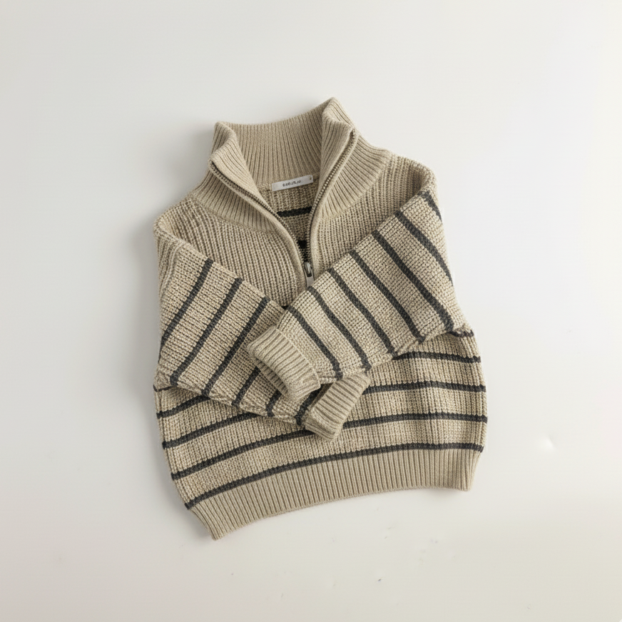 Élanoora Classic Striped Half-Zip Sweater