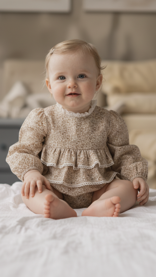 Autumn New Baby Girl Double Lace Skirt Cotton Yarn Printed Long Sleeve Princess Dress