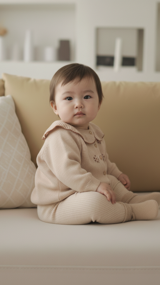 Baby Drawing Lapel Embroidered Knitted Coat