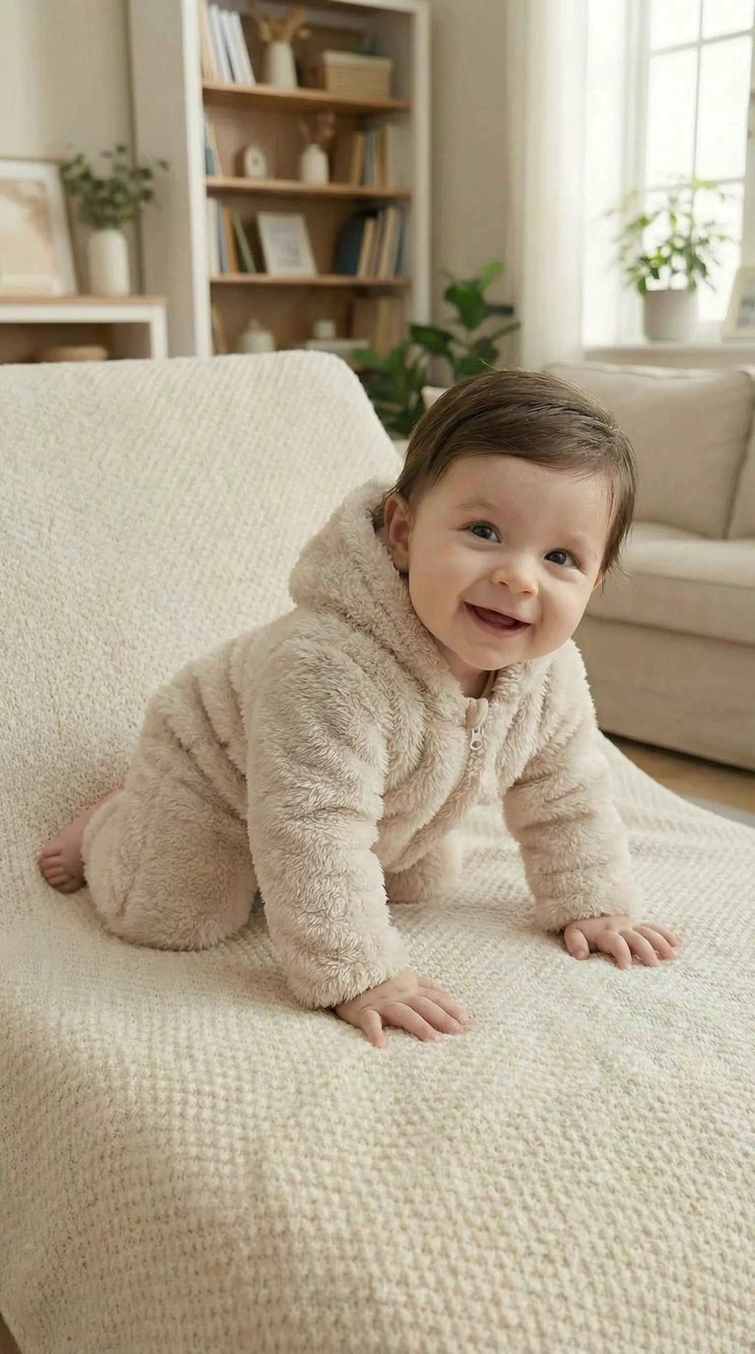 Élanoora Zipped Teddy - Hooded Baby Romper (Unisex)
