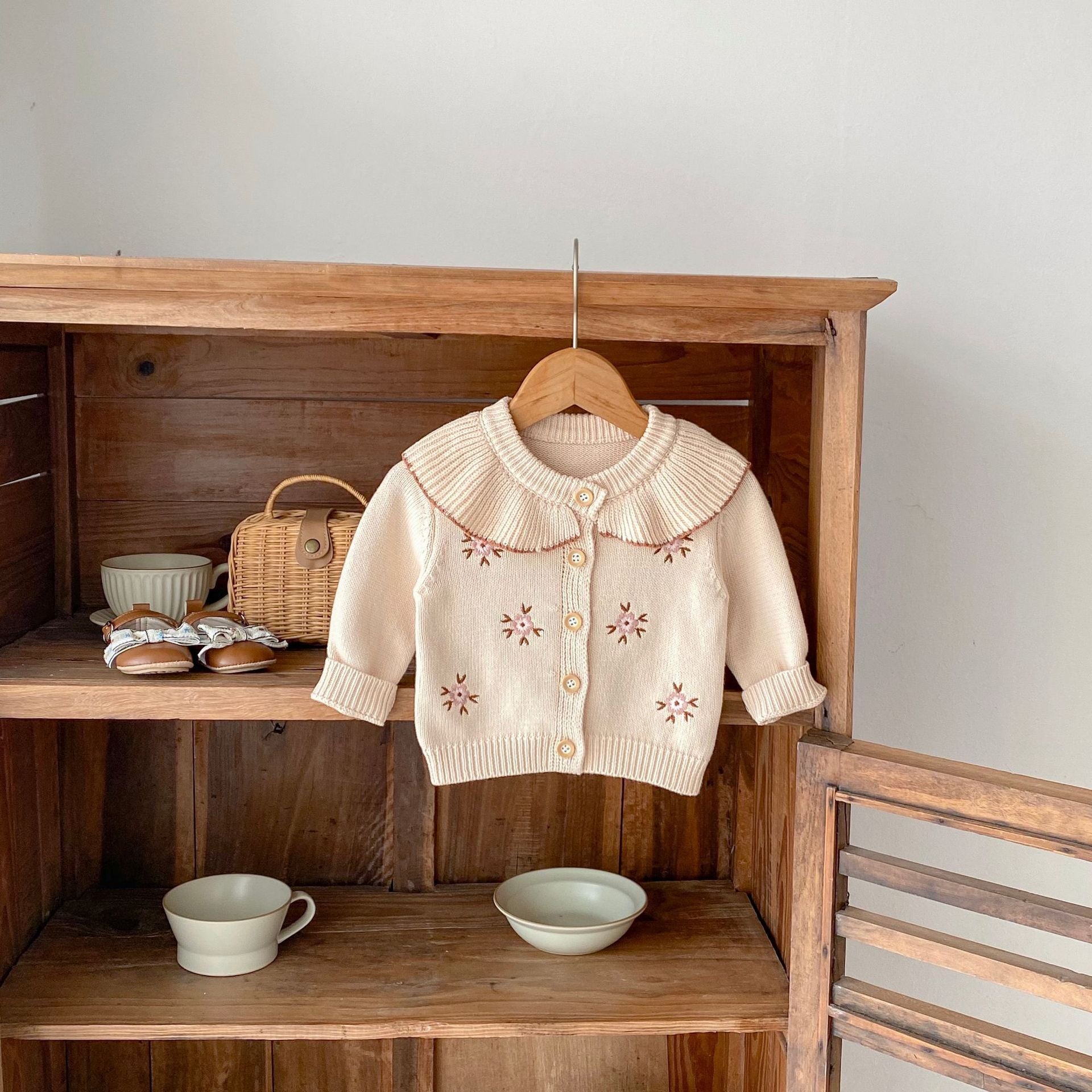 Baby Drawing Lapel Embroidered Knitted Coat