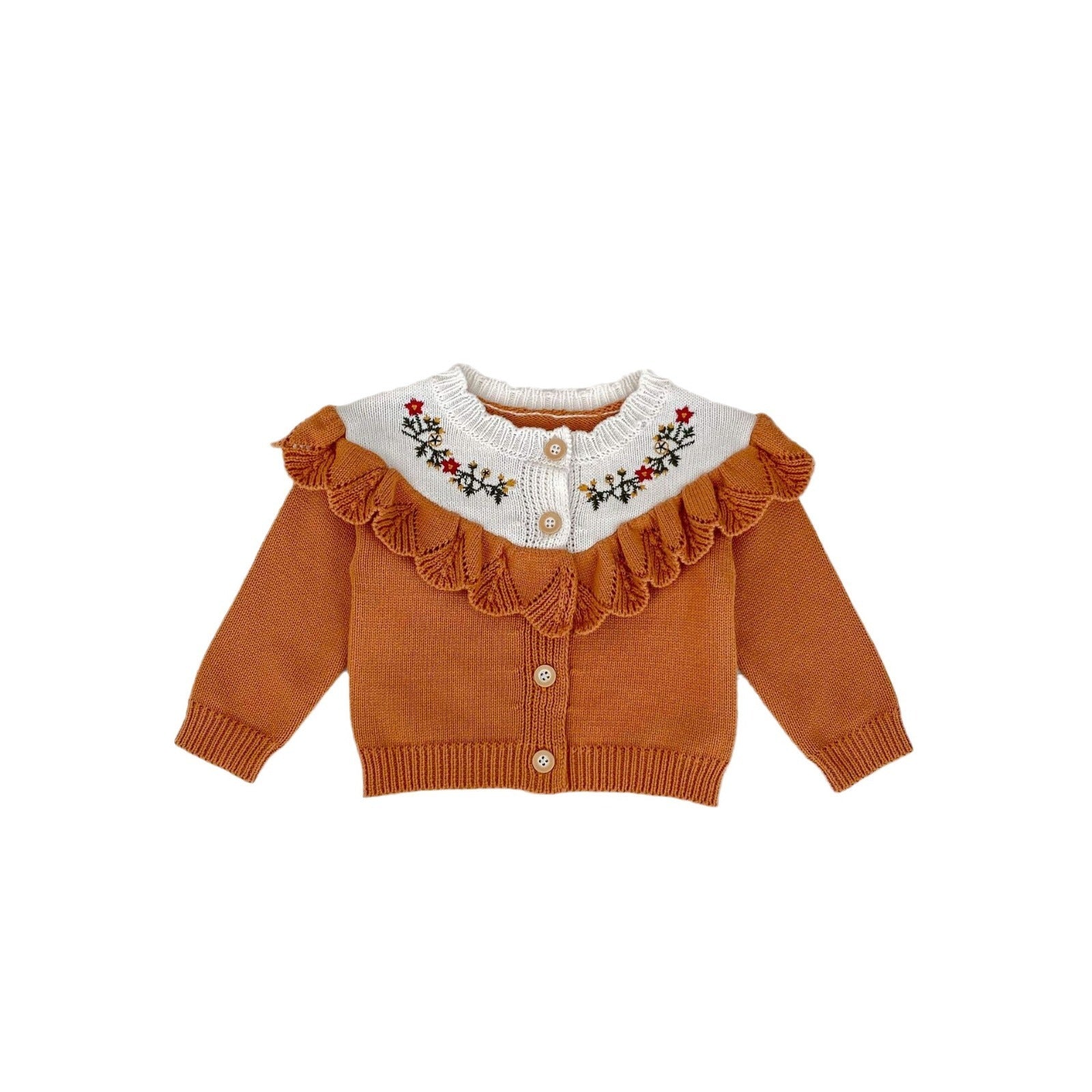 Autumn Baby Girl Cotton Yarn Knitted Lace Long Sleeve Cardigan Jacket