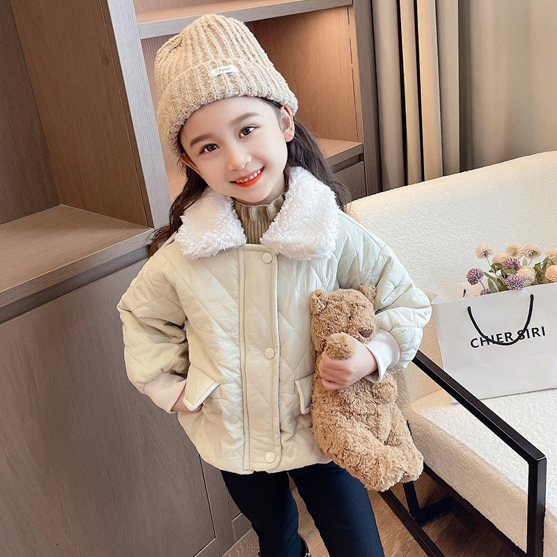 Girls' Winter Casual Jacket Warm Polo Collar Top